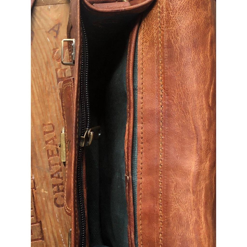 Широкая кожаная сумка-сэтчел шириной 9 дюймов, ручная работа, ретро, ​​стиль бохо, с отделением на молнии и отделениями.