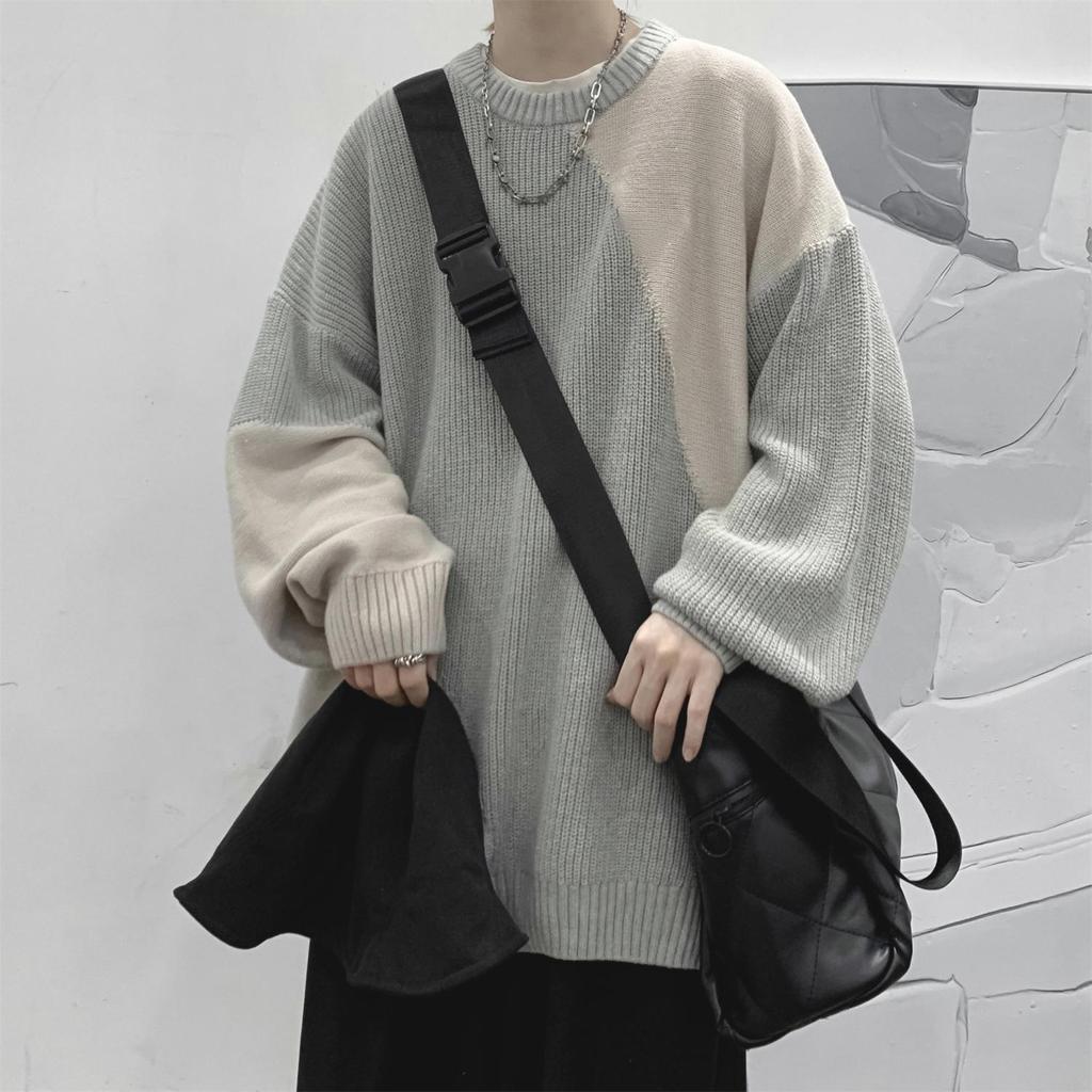 Мужской зимний свитер с круглым вырезом — модный американский бренд, уникальный дизайн с контрастными цветами