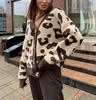 Осенне-зимний вязаный кардиган с животным принтом, женский мягкий утолщенный вязаный свитер с леопардовым принтом, топ