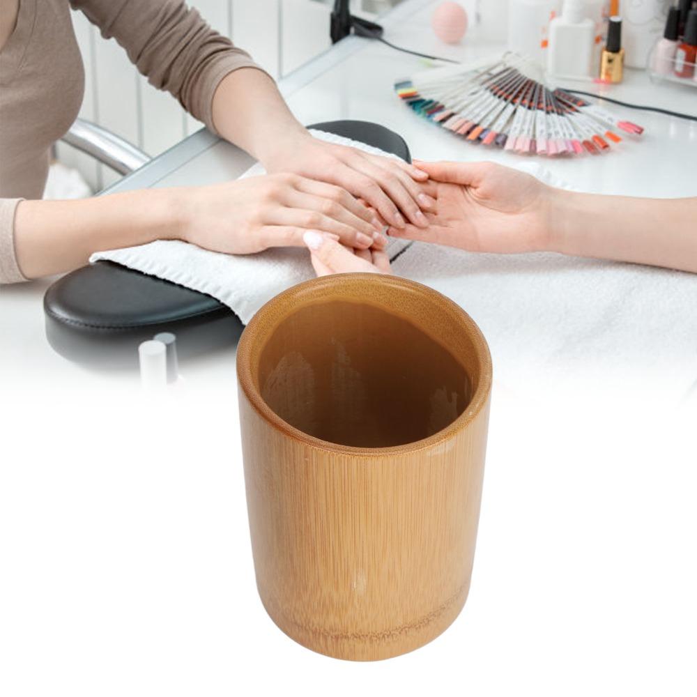 Cylinder Desktop Bamboo Storage Container Bathroom Toothbrush Cosmetic Brush Organizing
