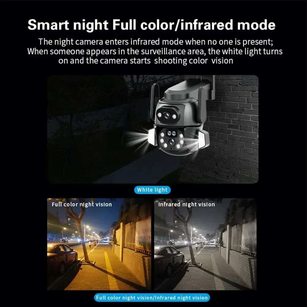 2025 Новая камера WIFI PTZ 4K 8MP с двумя экранами, бинокулярная камера с искусственным интеллектом, автоматическое отслеживание, безопасность видеонаблюдения, интеллектуальное ночное видение, мониторинг на открытом воздухе