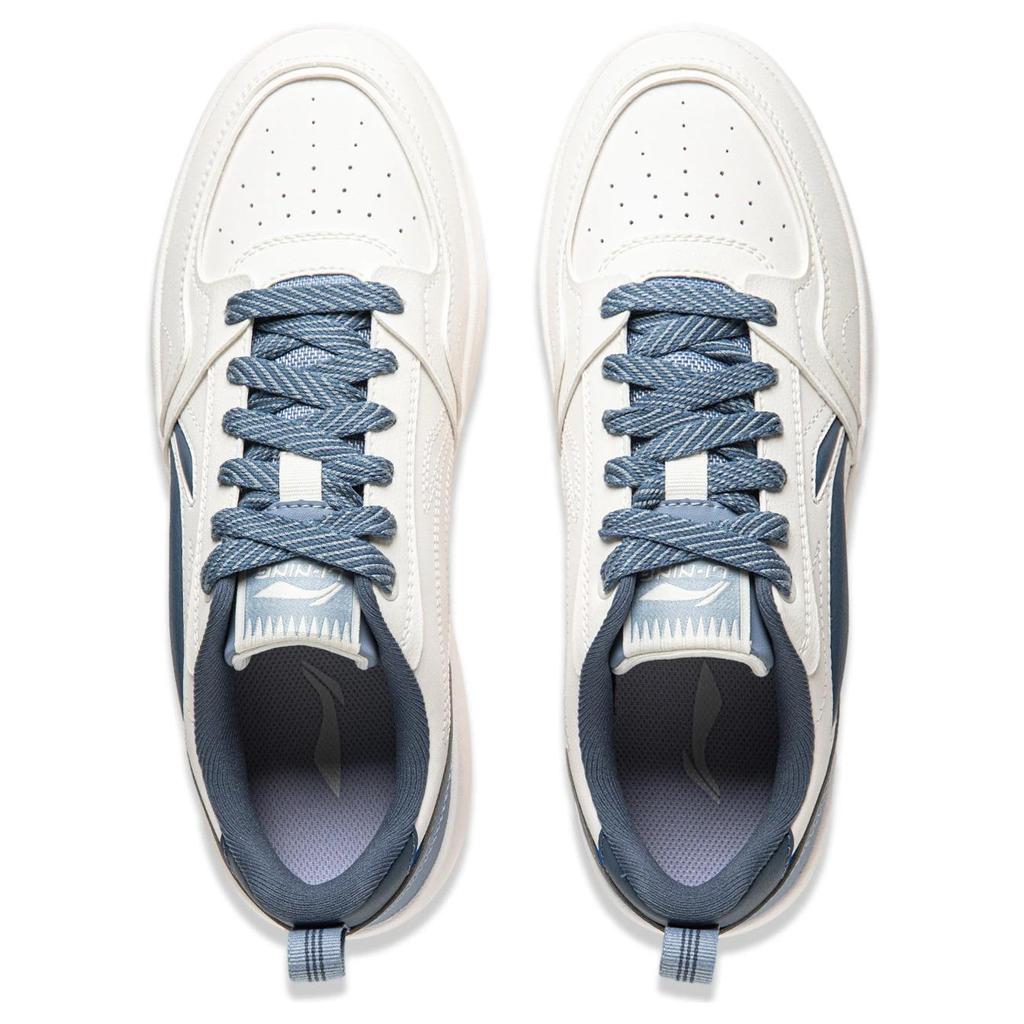 Li Ning Yuan Bao V2 Versatile Casual Comfortable Thick Sole Height Increasing Non-Slip Wear-Resistant Skate Shoes Men Sneakers White Blue AGCU111-3