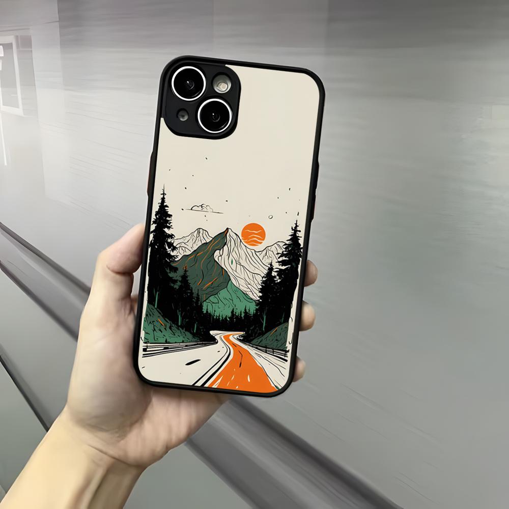 Чехол для телефона для кемпинга на природе для iPhone 17 16 15 14 13 12 Pro Max Xr Air Plus Черный жесткий чехол с ощущением кожи