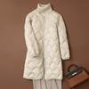 Light Down Jacket Women's Medium and Long 2025 Autumn and Winter New V-neck Long Jacket Collarless Liner Top Tide