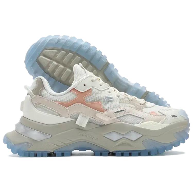 Fila Fusion Bianco Твердый Леденец Удобная Повседневная Ткань Искусственная Кожа Низкие Кроссовки Женская кепка Белый Розовый T12W421301CVA