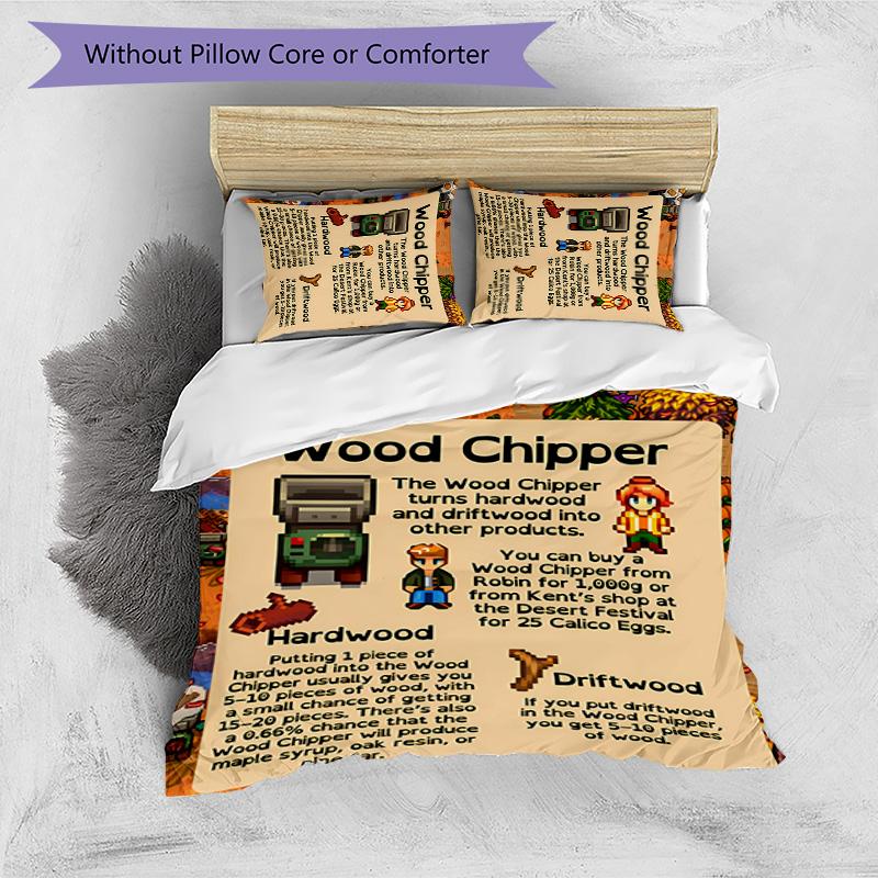 3pcs game Stardew Valley pattern bedding set duvet cover set includes duvet cover &pillowcases, perfect all season bedroom decoration & gift
