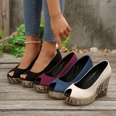 Мода LIHUAMAO Замшевые танкетки женские туфли на высоком каблуке с открытым носком туфли на платформе свадебные туфли для вечеринки комфортные повседневные туфли