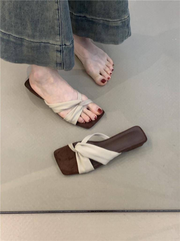 Дизайнерские нишевые сандалии в стиле ретро, красные, с открытым носком, на высоком каблуке, крутые шлепанцы, женская обувь