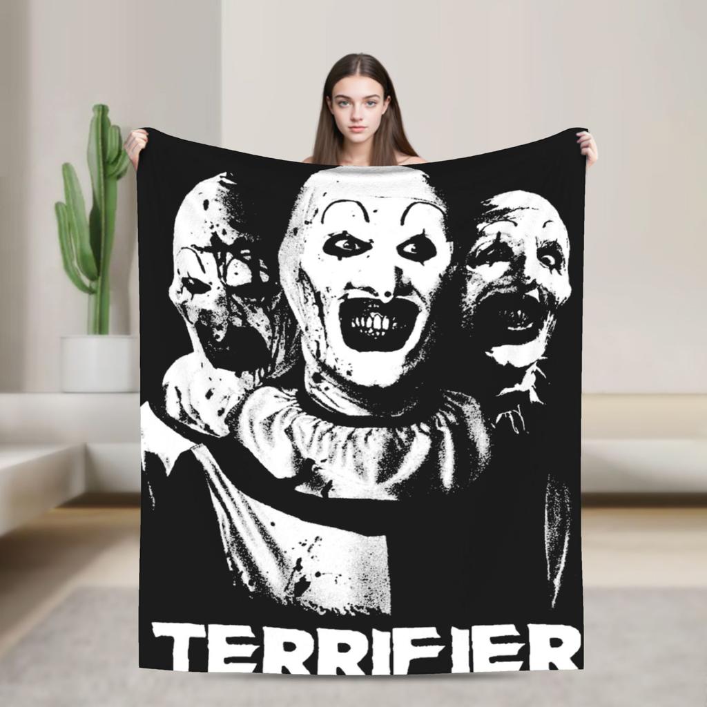 Terrifier 3 Christmas Santa Blanket The Clown Plush Vintage Warm Throw Blankets for Coverlet Spring/Autumn