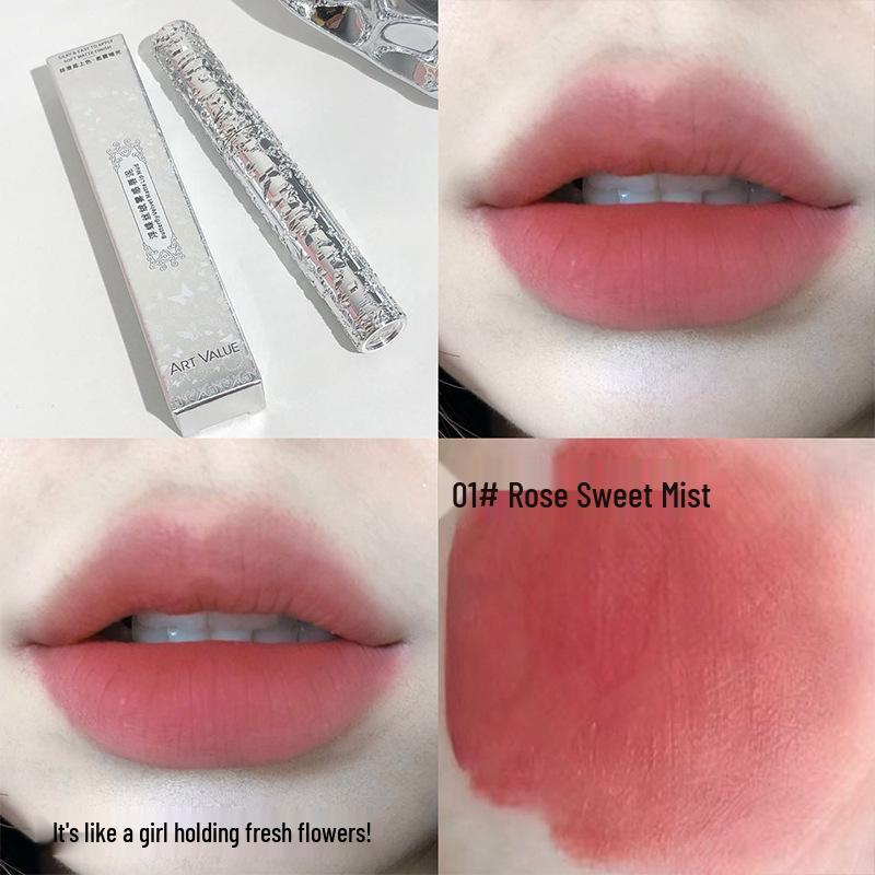 ART VALUE Velvet Matte Butterfly Lip Mud - Long-lasting, Non-drying, Whitening Lipstick for Students.
