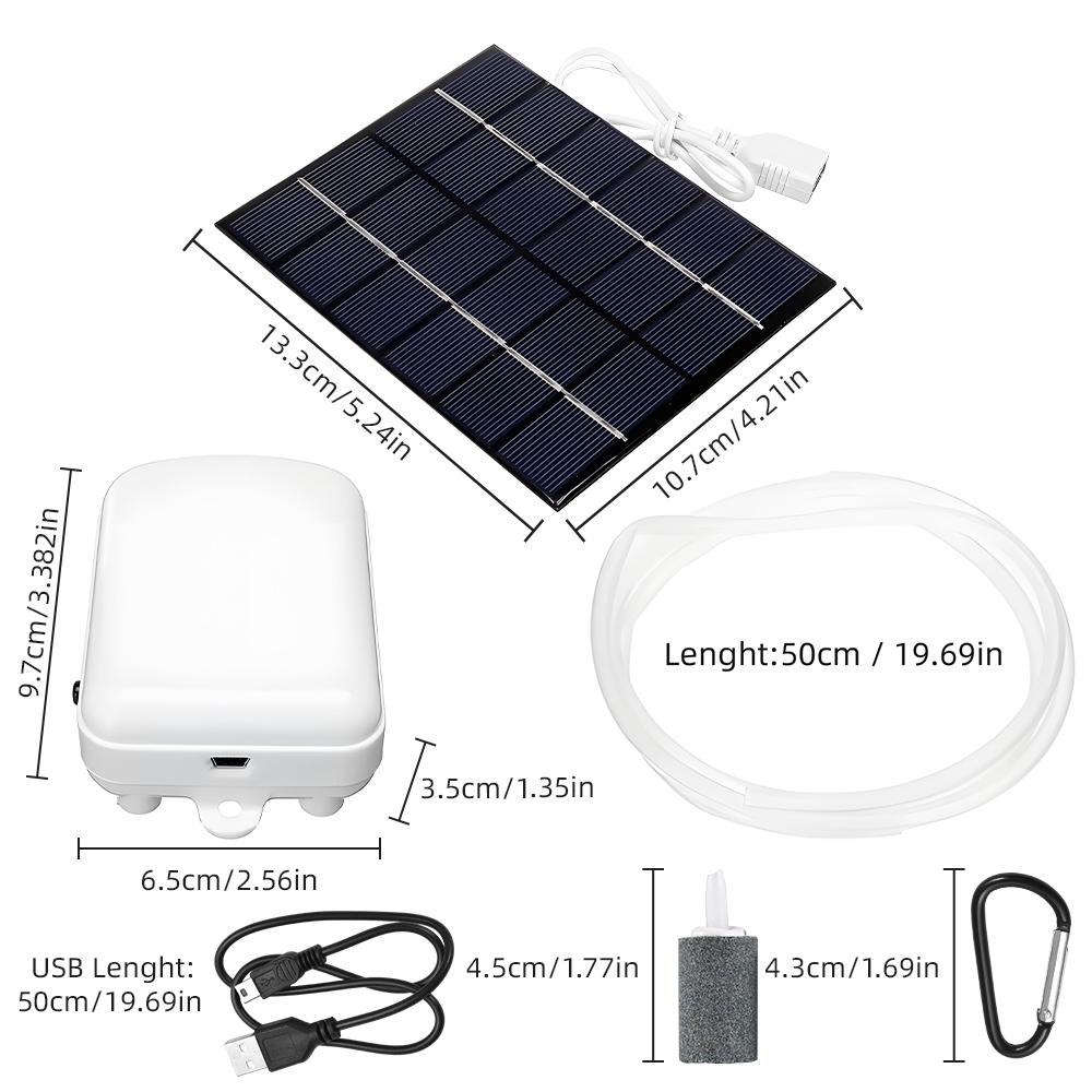 Солнечный аэратор для пруда с воздушным насосом, резервная батарея 2000 мА, кислородный аэратор для аквариума, воздушный насос с трубой