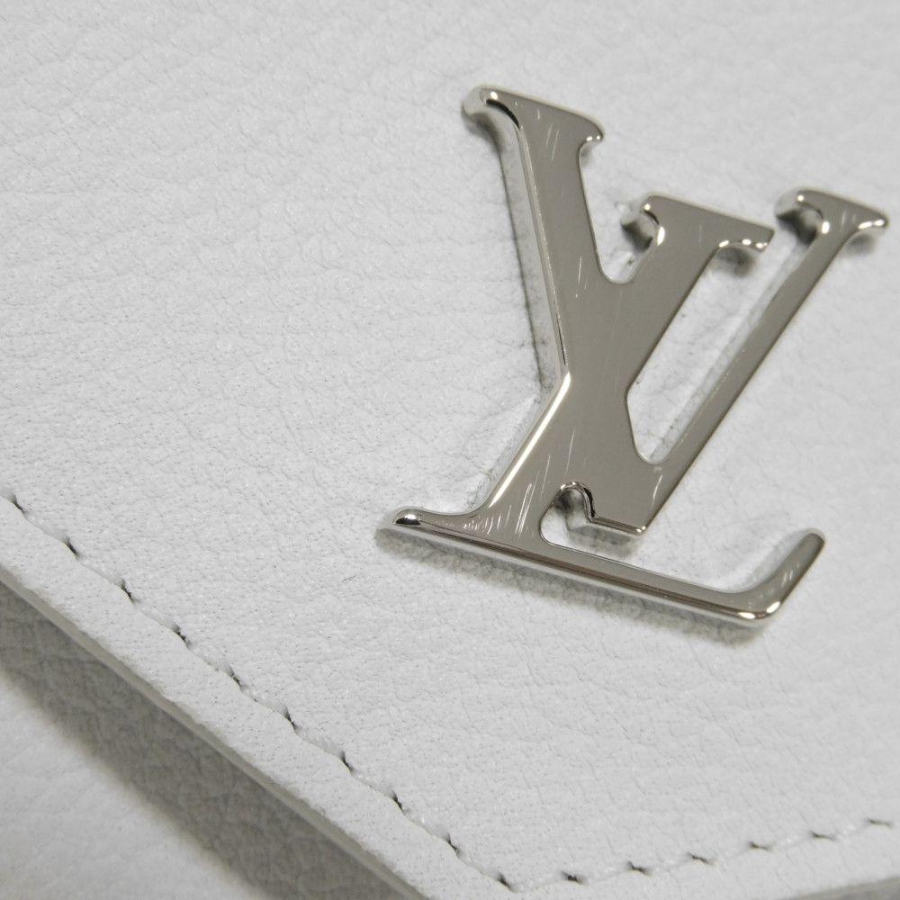 Б/у 12564 Замок Портфейль Мини M68482 7942 Япония Лимитированная Серия Телячья кожа Белый Картхолдер Кошелек для монет Логотип LV Снег