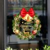 Christmas Static Window Clings Removable Frost Proof Decor Pine Needle Ribbon Bell Motif Glass Door Decorations Reusable Holiday Static Stickers