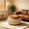 Unstuffed Round Footstool Cover Fillable Design Sofa Stool Cover  Leisure