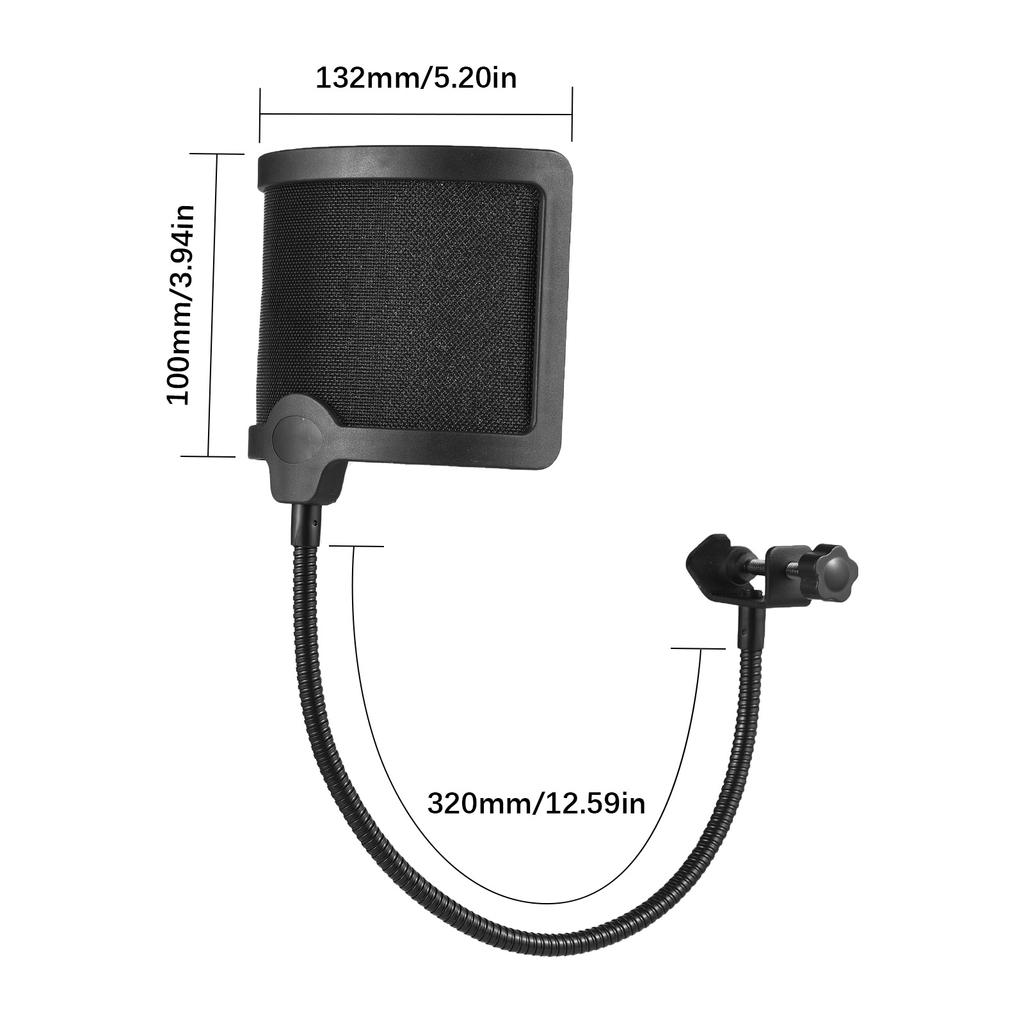 U-образный поп-фильтр с гибким держателем, акустический фильтр, сетка от шума ветра для микрофона, ветрозащита