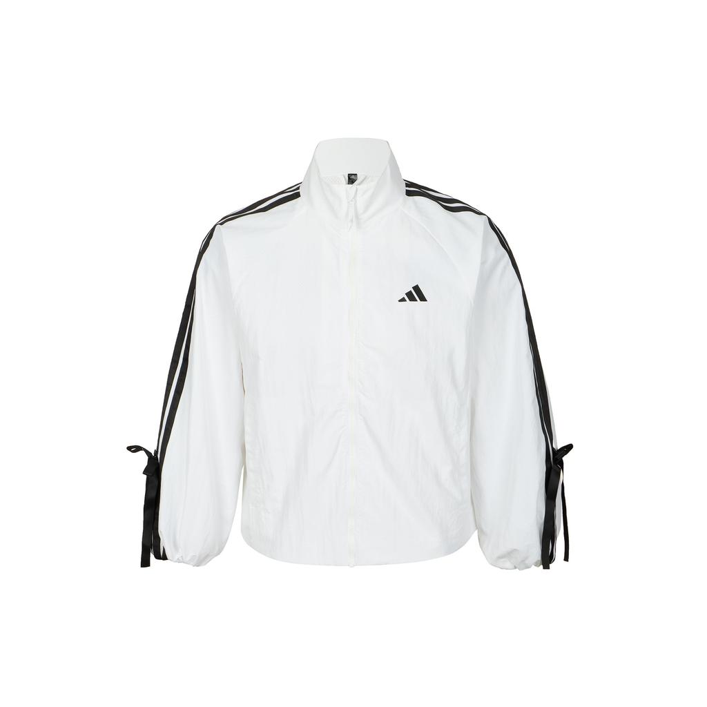 adidas Куртка женская с бантом и тремя полосками, свободная, дышащая, удобная, мягкая, приятная для кожи, белая JY5651