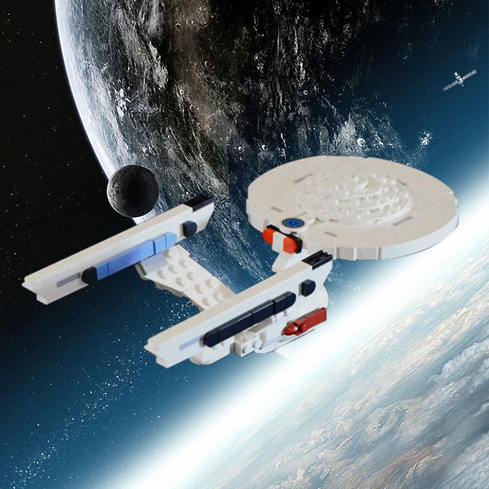 Gobricks MOC Космический межзвездный военный корабль США. Enterprise NCC-1701 Строительные блоки Трек Космические корабли Головоломки Кирпичи своими руками для детей