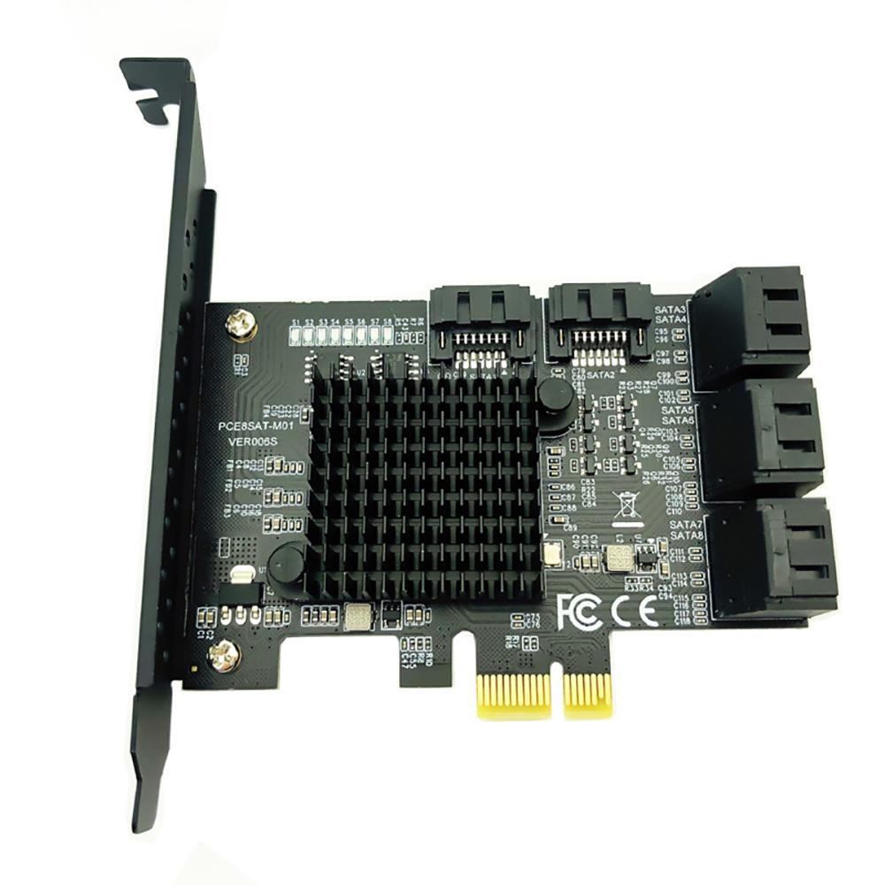 PCIe SATA Card, 8 Port SATA Controller Expansion Card with Bracket, Marvell 88SE9215 Support 8 SATA 3.0 Devices