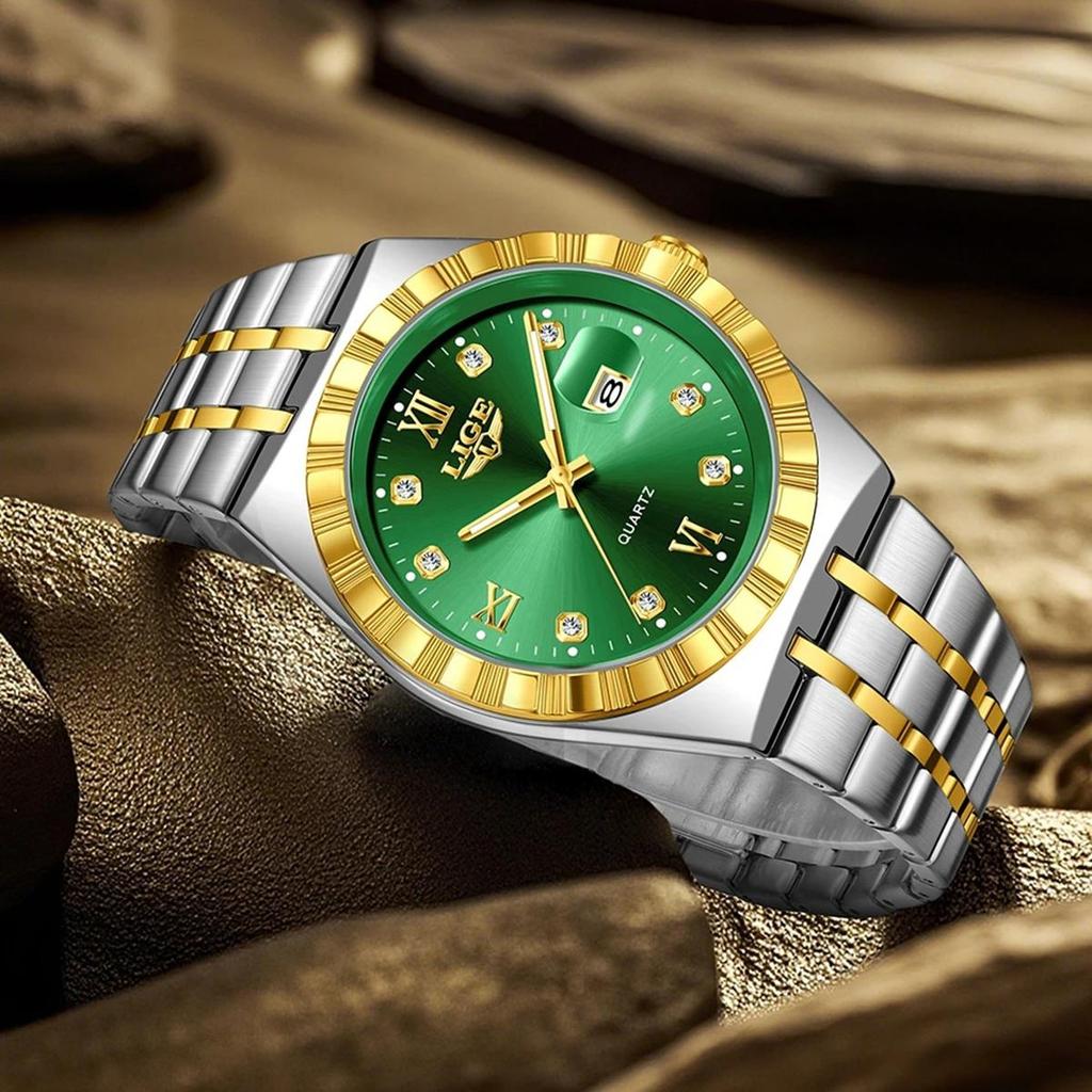 Мужские Модные Деловые Часы Мужские Спортивные Черные из Нержавеющей Стали Роскошные Светящиеся Водонепроницаемые Мужские Кварцевые Часы