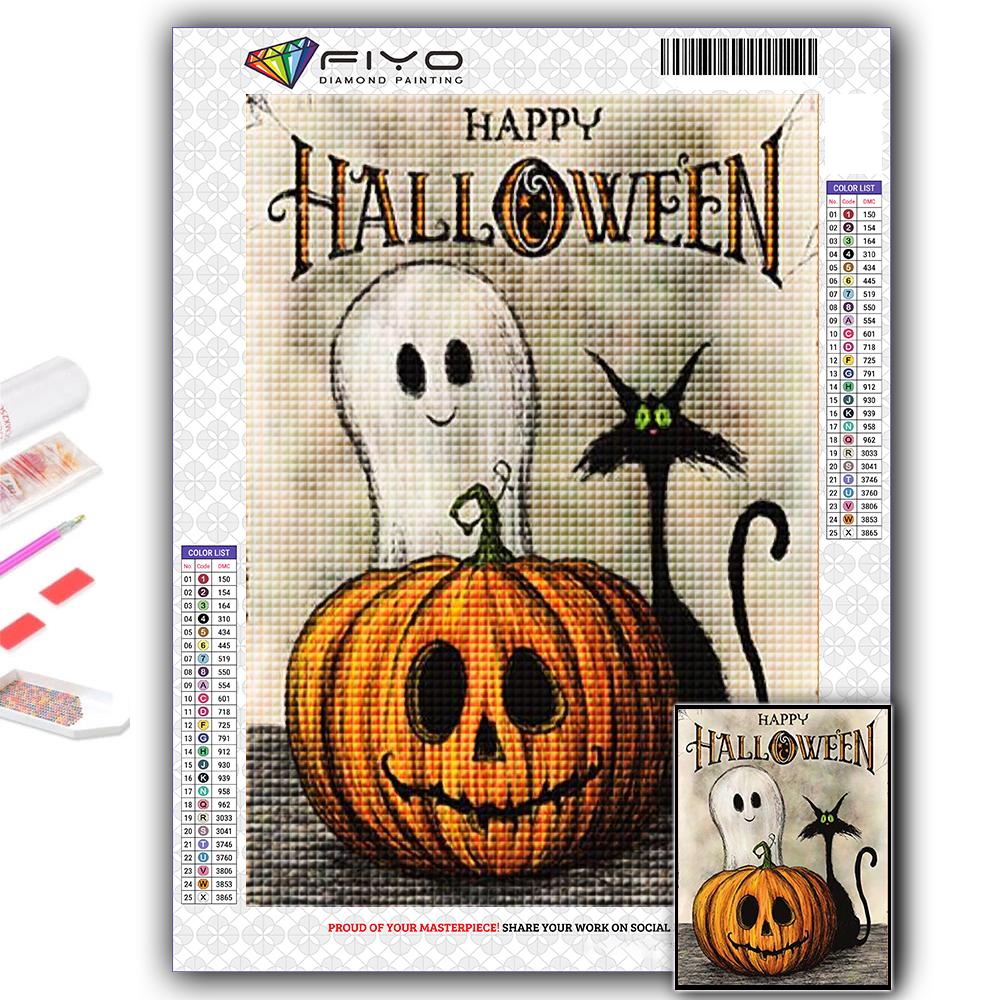 DIY 5D Diamond Painting Halloween Pumpkin And Witch Castle Cross Stitch Kit Full Drill Embroidery Mosaic Art Picture of Rhinestones Gift