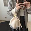 Solid color PU Leather Clutch Bag Side Zipper Pleated Bucket Bag Retro Party Evening Bag  Daily