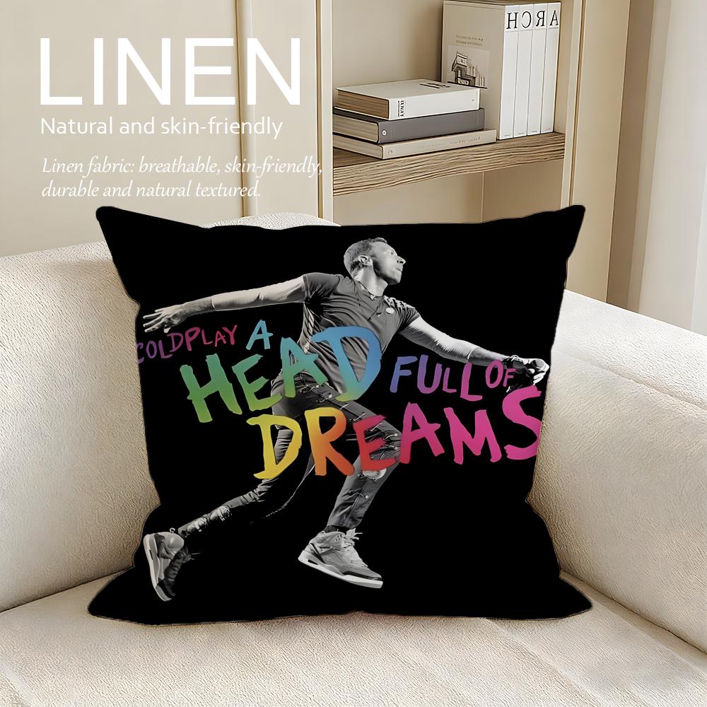 Music Coldplay Cushion Cover Pillowcase Set Pcs x x Breathable Washable Sofa Cushion Cover