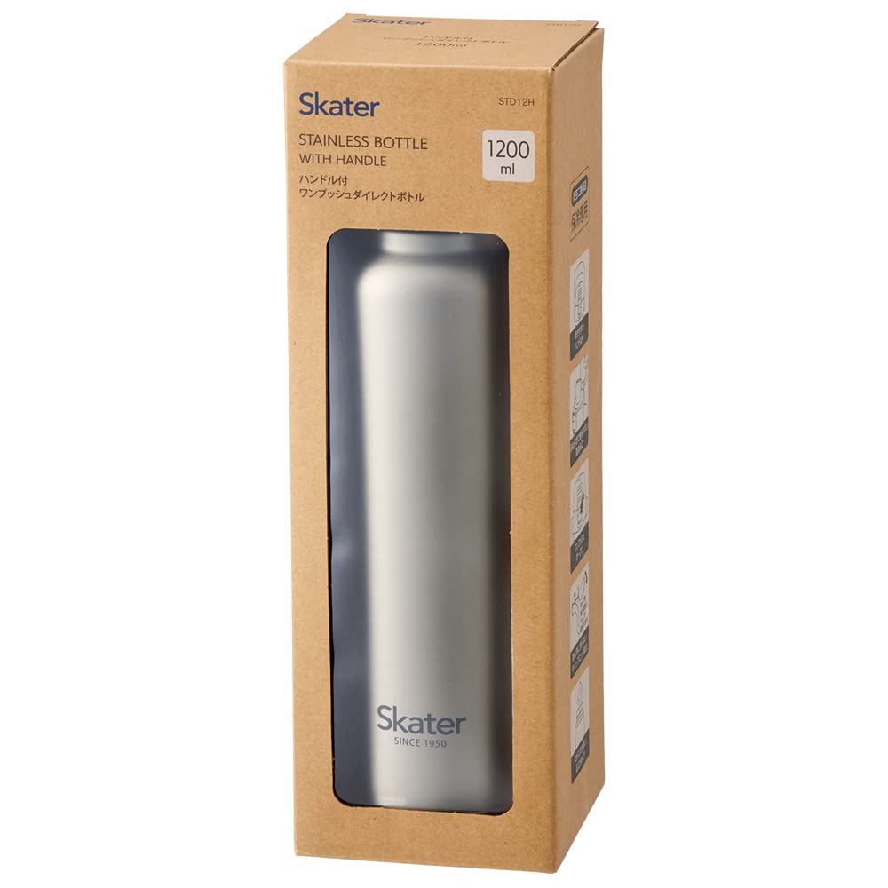 Skater Direct Bottle with Handle 1200ml Water Bottle Mug Bottle Silver STD12H-A