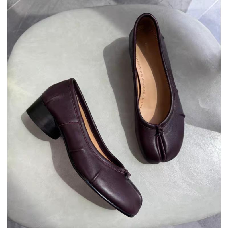 Мода 2025 Обувь Таби Женская Обувь Слипоны Повседневные Лоферы Массивный Каблук Обувь Новая Мода Разделенный Носок Обувь Мягкая Подошва Слипоны Удобная Женская Обувь