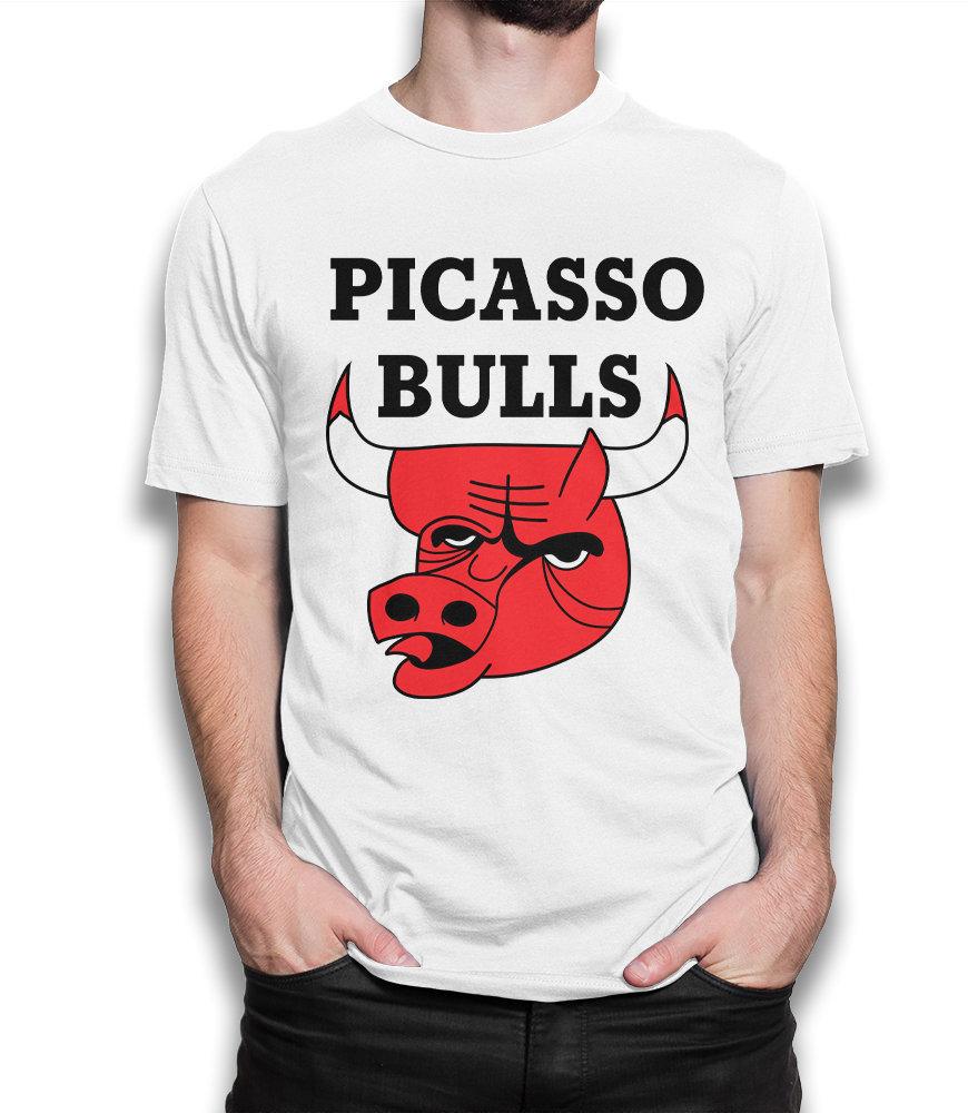 Picasso Bulls Funny T-Shirt, 100% Cotton Tee, Men's Women's All Sizes (wr-110)