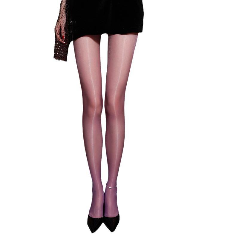 Аврора Сияющий Белый Шелковые Колготки: Сексуальные ультратонкие светоотражающие глянцевые чулки с носком T-образной формы и конским маслом.