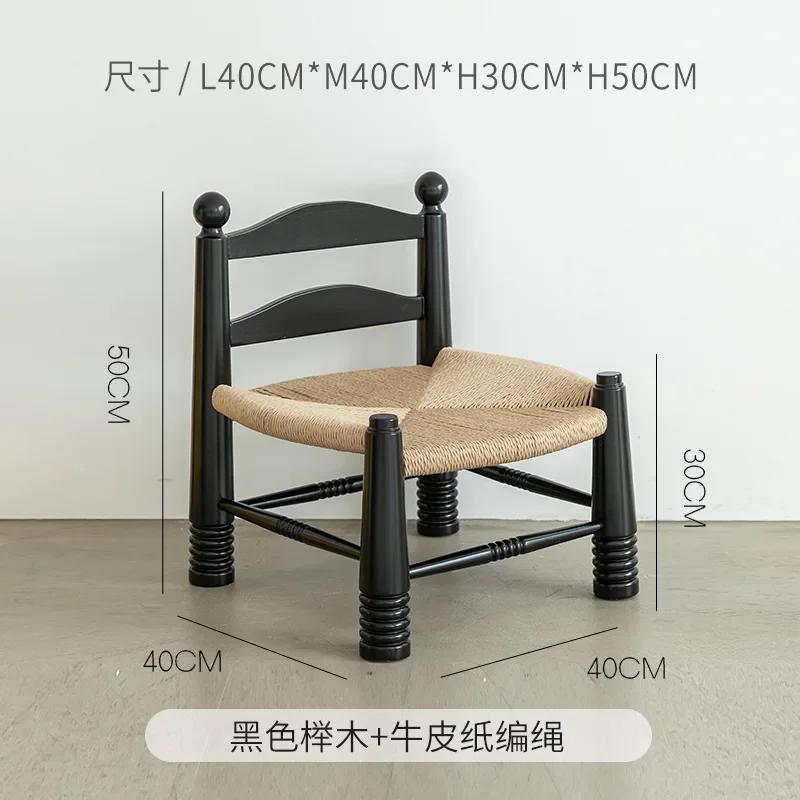 Средневековый плетеный низкий табурет из массива дерева – Винтажный ретро скандинавский дизайнерский предмет, Креативный стул-табурет с индивидуальностью