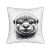 River Otter Wearing Beanie Vintage Wildlife Square Pillow Case  Cushion Covers Creative Throw Pillow Case Cover for Bed