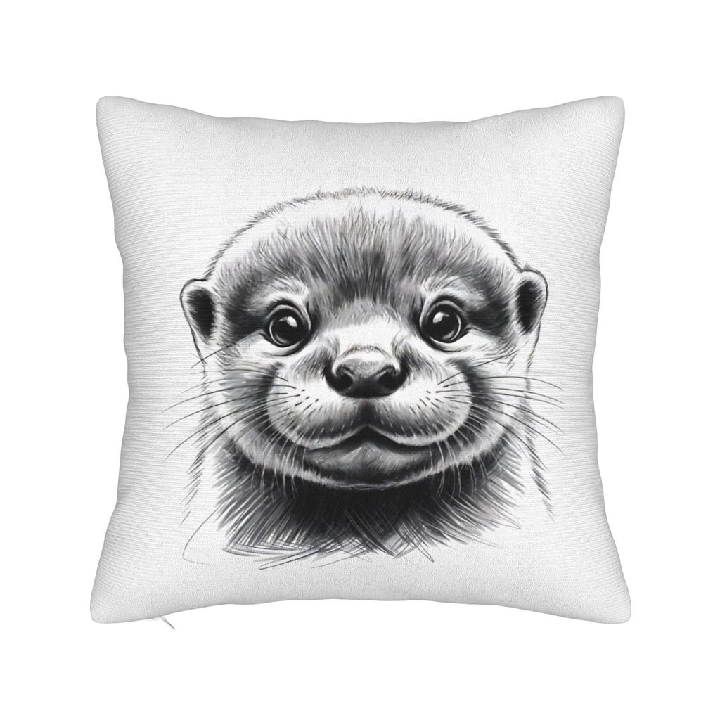 River Otter Wearing Beanie Vintage Wildlife Square Pillow Case Cushion Covers Creative Throw Pillow Case Cover for Bed