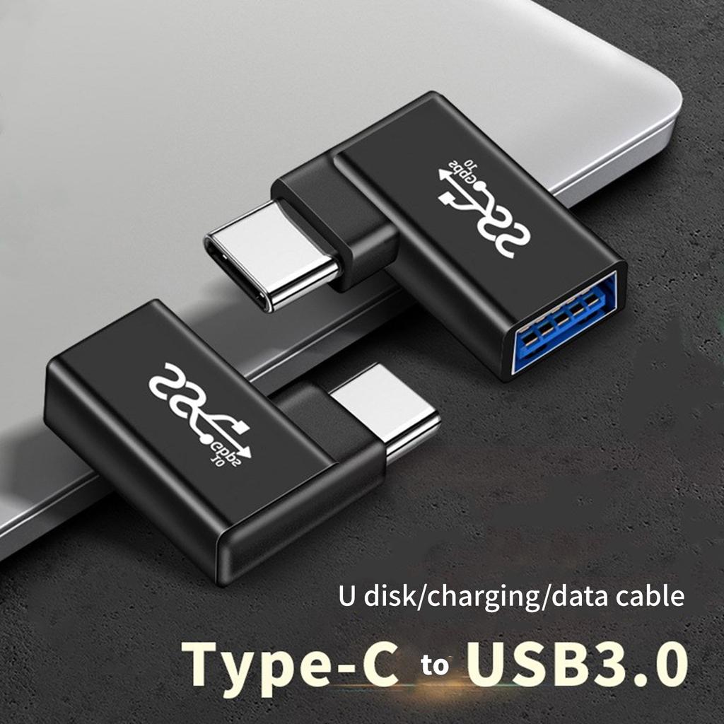 Адаптер USB C - USB, угловой разъем 90 градусов, быстрая зарядка, Plug & Play, USB-конвертер для зарядки, алюминий, ПВХ, для путешествий
