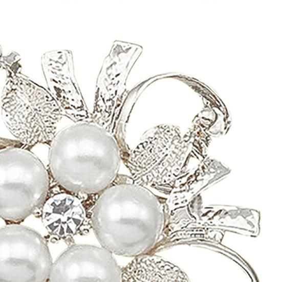 Flower Brooch Pin Rhinestone Crystal Faux Pearl Bouquet Bridal Wedding Jewelry