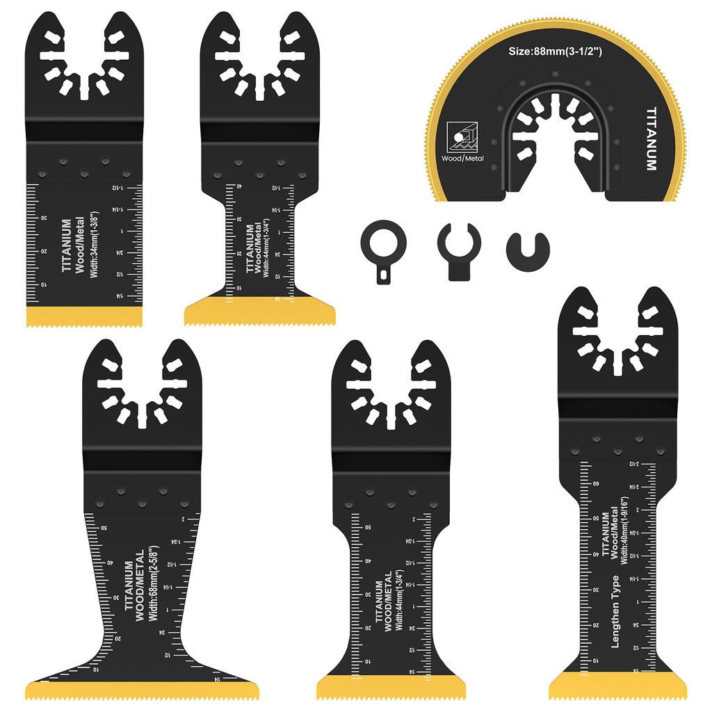 Комплект из 3/6 титановых осцилляторных пильных полотен, погружные режущие полотна для многофункциональных инструментов по металлу, дереву, гвоздям, шурупам, универсальные плоские режущие полотна