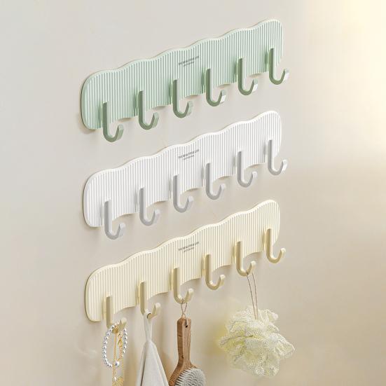 Настенный крючок без ударов, большая несущая способность, противоскользящие 6 крючков, водонепроницаемая вешалка для кухонных полотенец для ванной комнаты, шляпа, сумка на плечо, настенный органайзер