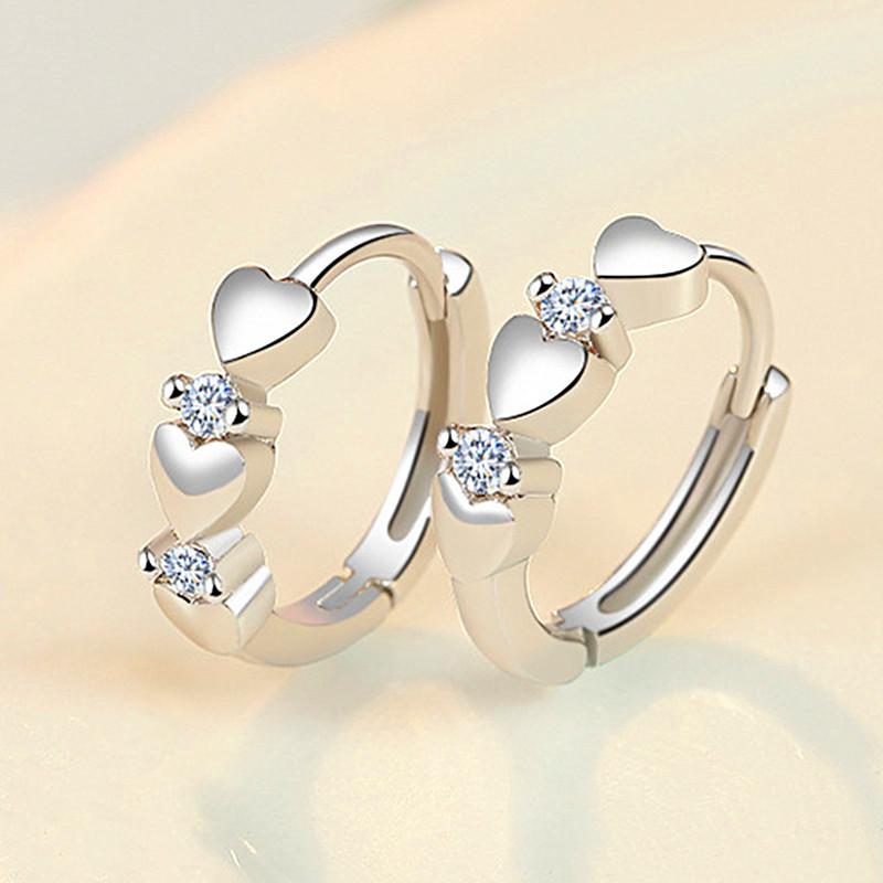 Xiaoqing Fresh Wind Simple Ear Buckle, Fashionable Love Peach Heart Shape Glossy Earrings Ear Jewelry