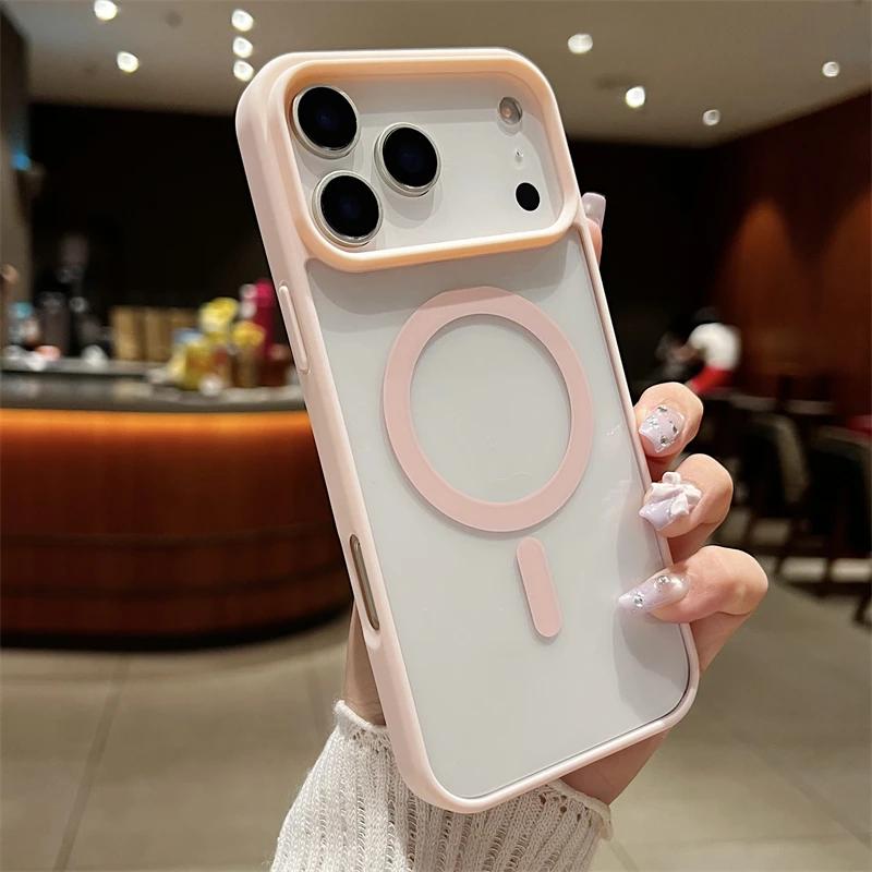 Роскошный противоударный чехол с магнитной фиксацией для iPhone 17 Air 16 15 14 Plus 13 12 11 Pro Max для беспроводной зарядки MagSafe Чехол-накладка