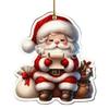 Christmas Santa Ornament 2D Acrylic Cartoon Santa Claus Xmas Tree Ornament for Holiday Tree Door Window Car Hanging Decor