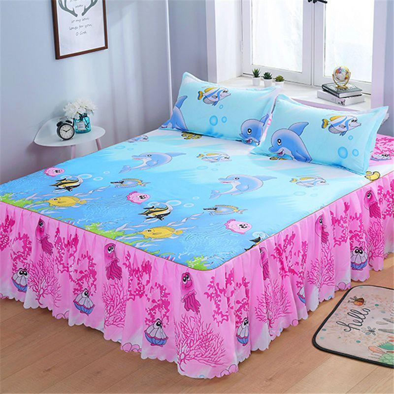 Bedroom Household Single-piece Sanding Bed Skirt Solid Color Skin-friendly Bedspread Bed Cover Bedroom Student Dormitory Sheets