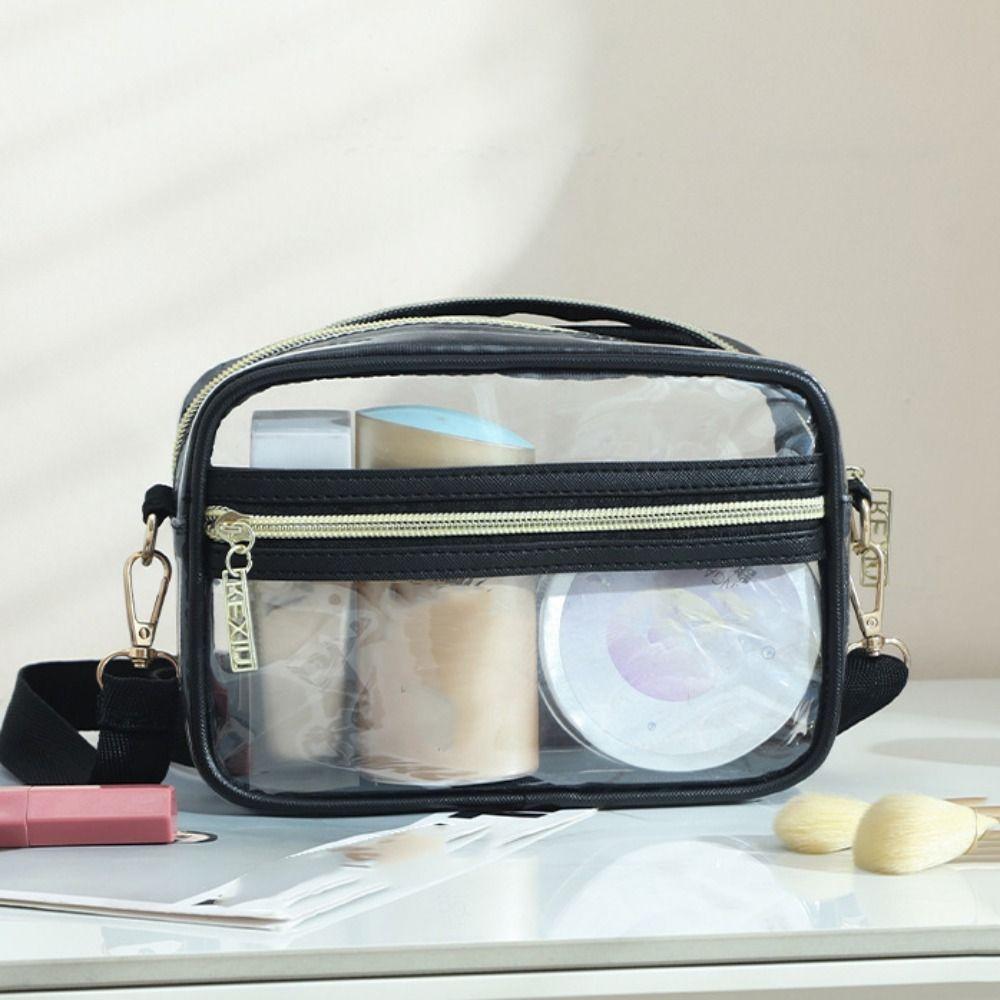 Adjustable Shoulder Strap PVC Crossbody Bag Large Capacity Clear Messenger Bag  Women