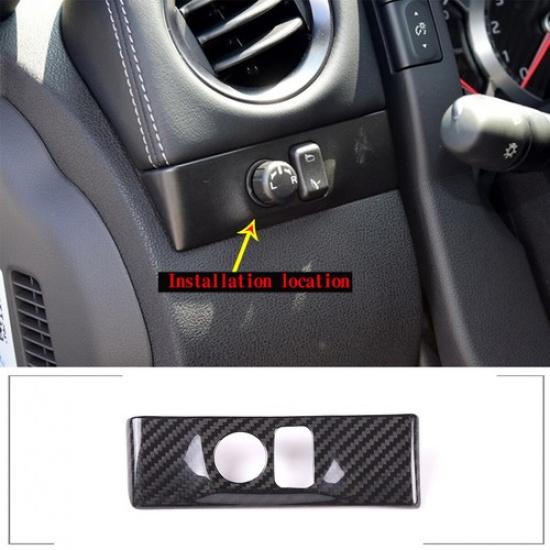 Real Carbon Fiber Headlight Switch Button Trim Cover For Nissan GTR R35 2008-16