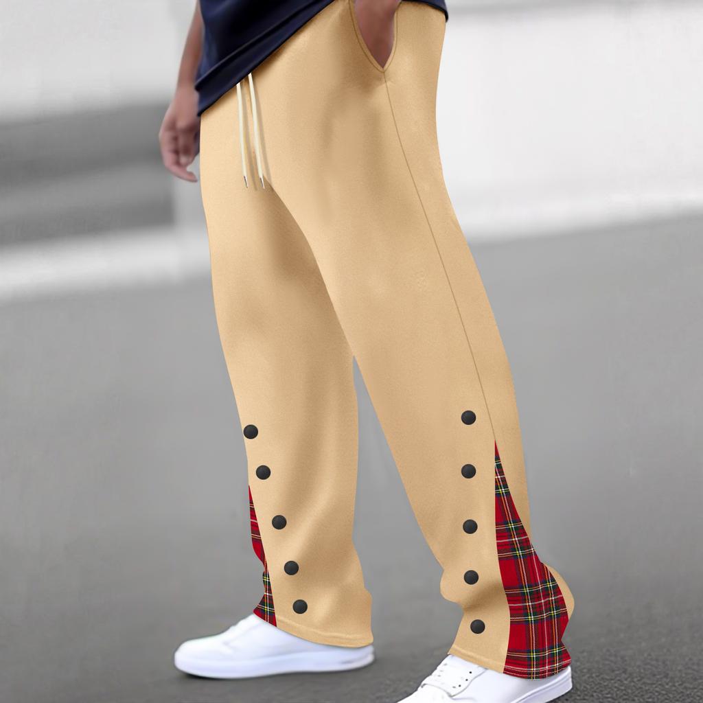 Men's SweatpantsNew Men's Buttoned Webbing Casual Pants Funky Straight Pants Outdoor Trousers