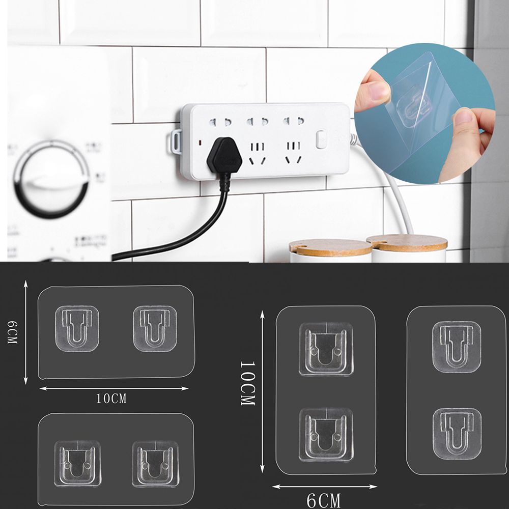 Seamless Punch-free Self-Adhesive Transparent Plug Fixer Plug Sticker Socket Holder