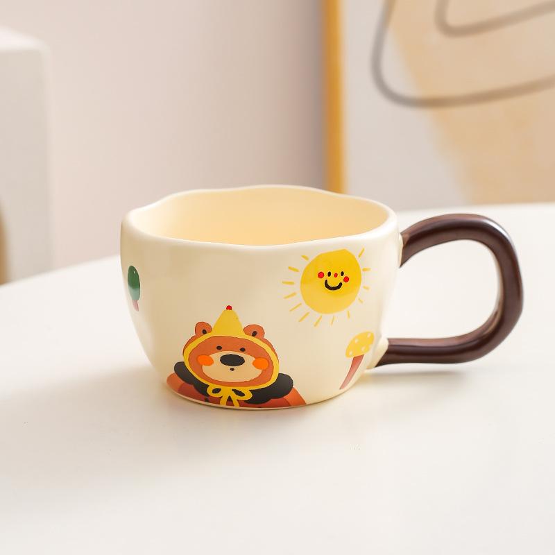 Cute Ceramic Cup Cartoon Mug Home Boys and Girls Ceramic Water Cups Couple Coffee Cup Breakfast Cup