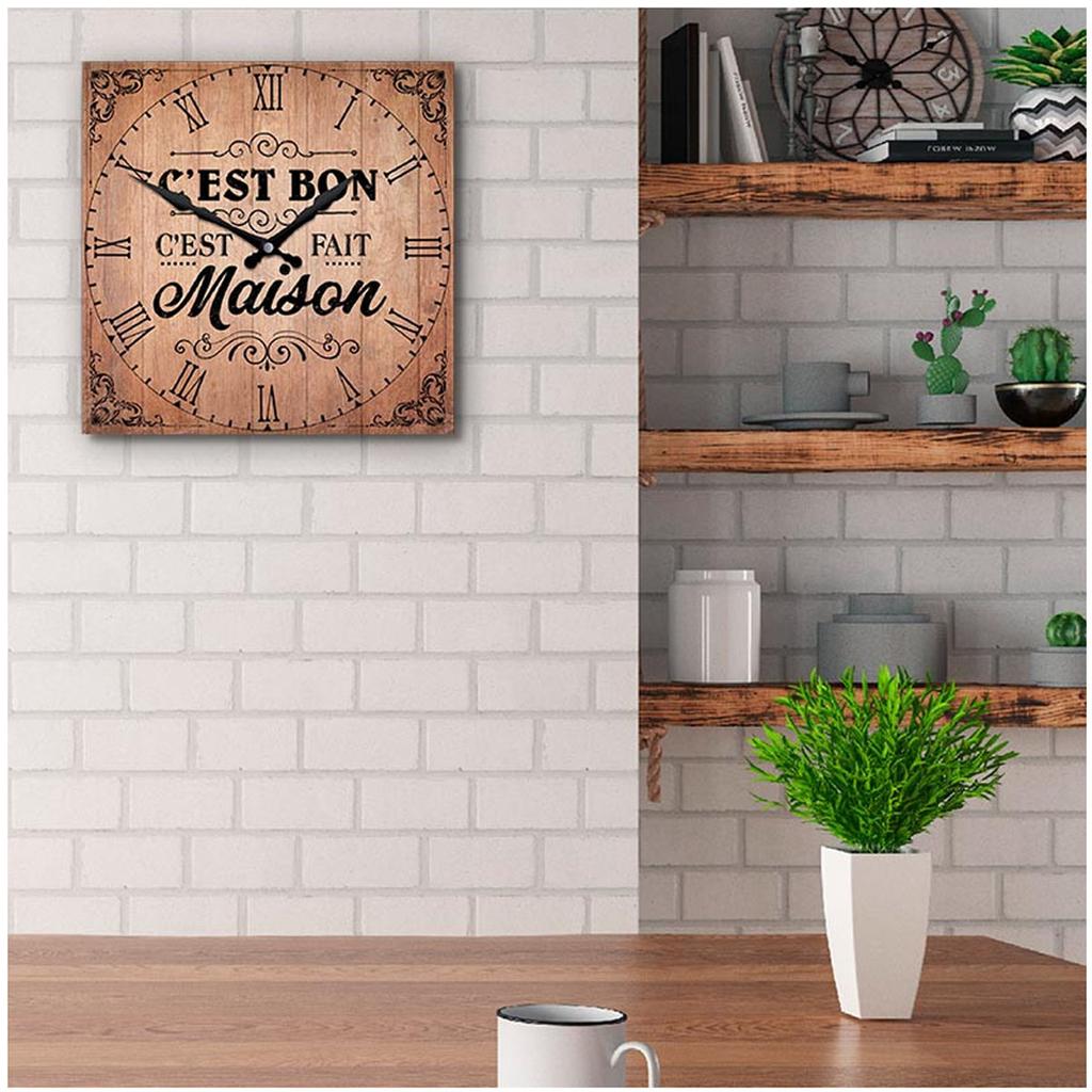 Les Trésors De Lily [A2861] - Часы настенные деревянные "Хорошо - самодельные" коричневые - 28x28 см