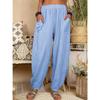 Women's Harem Pants Summer Casual Retro Large Size Cotton and Linen Pants Elastic Waist Wide Leg Pants Home Pants