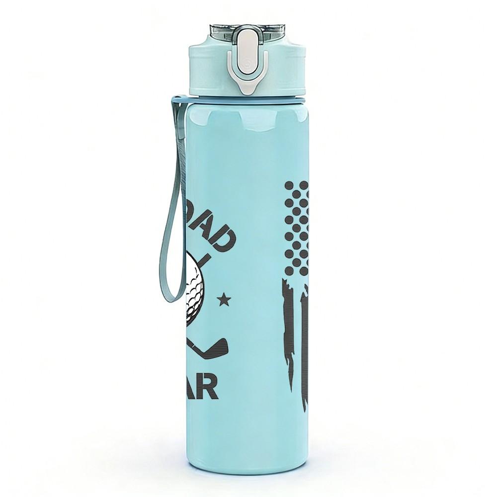 1PC Best Dad By Par Golf Theme Print 750ml Color Plastic Sports Water Bottle Leakproof Flip Straw Lid Suitable for Sports Office Home Use