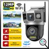 6K 12MP WiFi Outdoor 2Lens 3Screen PTZ Auto Tracking HD Full Color Night Vision V380 CCTV Security IP Camera
